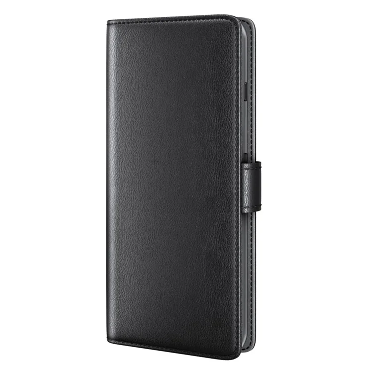 For Samsung Galaxy A54 5G Case Genuine Split Leather Phone Cover with Wallet Stand - Black-Cellmalls