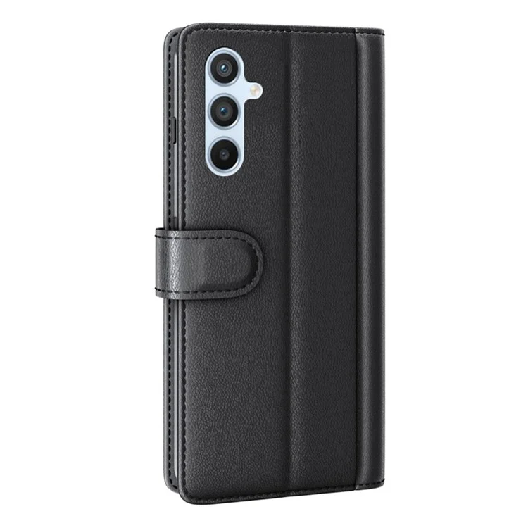 For Samsung Galaxy A54 5G Case Genuine Split Leather Phone Cover with Wallet Stand - Black-Cellmalls