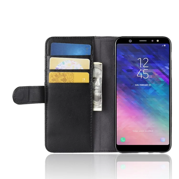For Samsung Galaxy A6+ (2018) Phone Cases Genuine Split Leather Wallet Mobile Cover Stand-Cellmalls