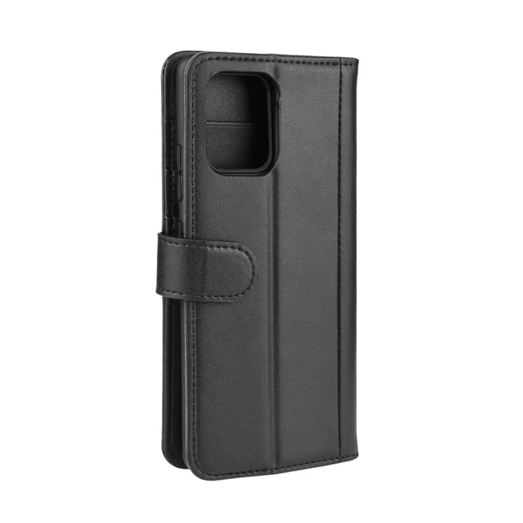 For Samsung Galaxy A91 / S10 Lite / M80s Phone Cases Genuine Split Leather Wallet Mobile Cover Stand - Black-Cellmalls