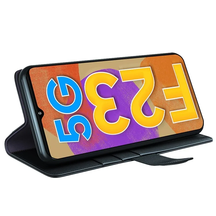 For Samsung Galaxy M23 5G / F23 5G Case Genuine Split Leather Phone Cover with Wallet Stand - Black-Cellmalls