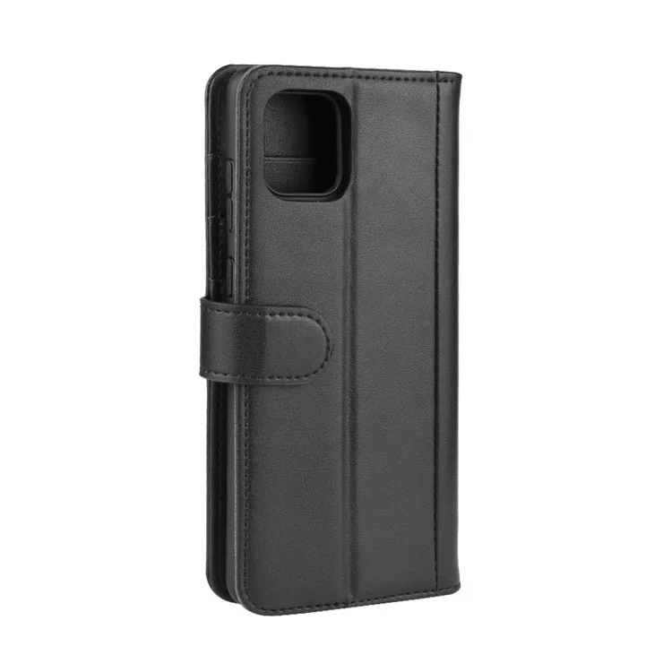For Samsung Galaxy A81 / Note 10 Lite / M60s Phone Cases Genuine Split Leather Wallet Mobile Cover Stand - Black-Cellmalls