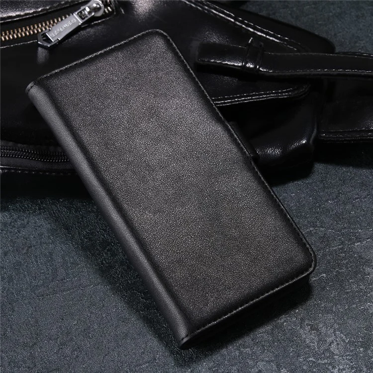 For Samsung Galaxy J6 (2018) Phone Cases Genuine Split Leather Wallet Mobile Cover Stand - Black-Cellmalls