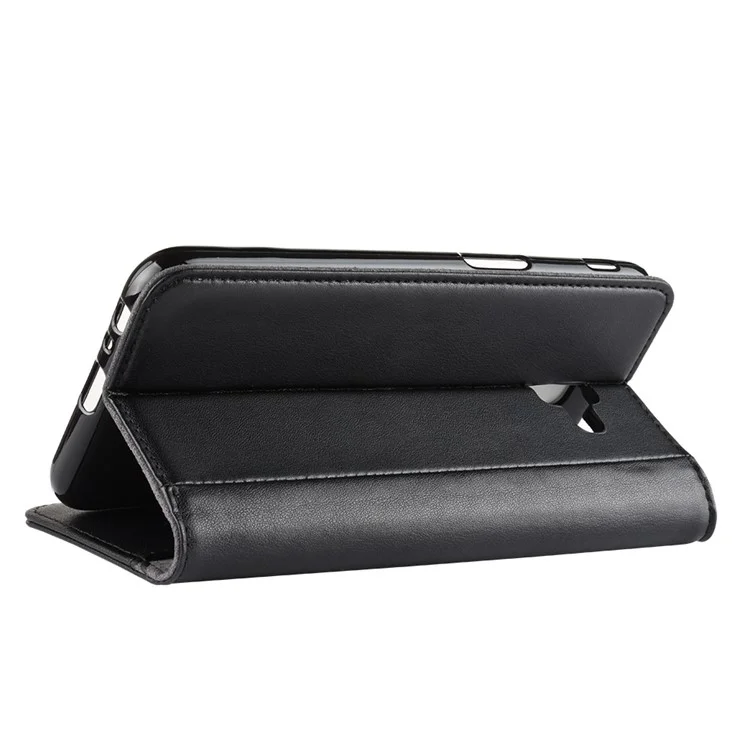 For Samsung Galaxy J6 Plus Phone Cases Genuine Split Leather Wallet Mobile Cover Stand - Black-Cellmalls