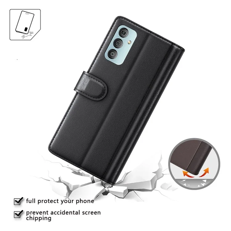 For Samsung Galaxy M23 5G / F23 5G Case Genuine Split Leather Phone Cover with Wallet Stand - Black-Cellmalls