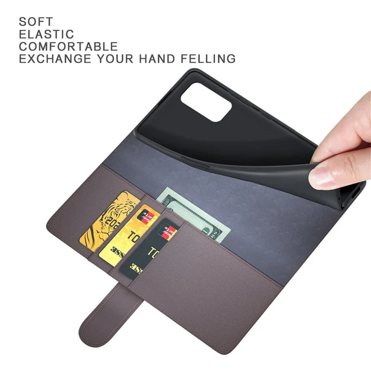 For Samsung Galaxy M52 5G Case Genuine Split Leather Phone Cover with Wallet Stand - Black-Cellmalls