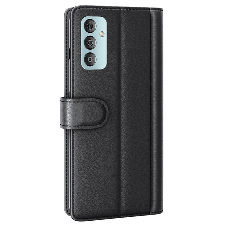 For Samsung Galaxy M23 5G / F23 5G Case Genuine Split Leather Phone Cover with Wallet Stand - Black-Cellmalls