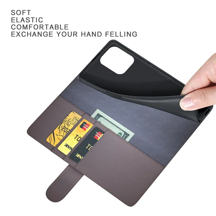 For Samsung Galaxy M53 5G Case Genuine Split Leather Phone Cover with Wallet Stand - Black-Cellmalls