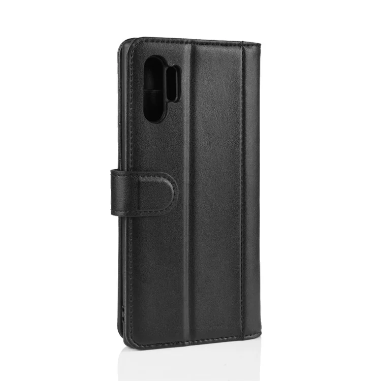 For Samsung Galaxy Note 10 Plus / Note 10 Plus 5G Phone Cases Genuine Split Leather Wallet Mobile Cover Stand - Black-Cellmalls