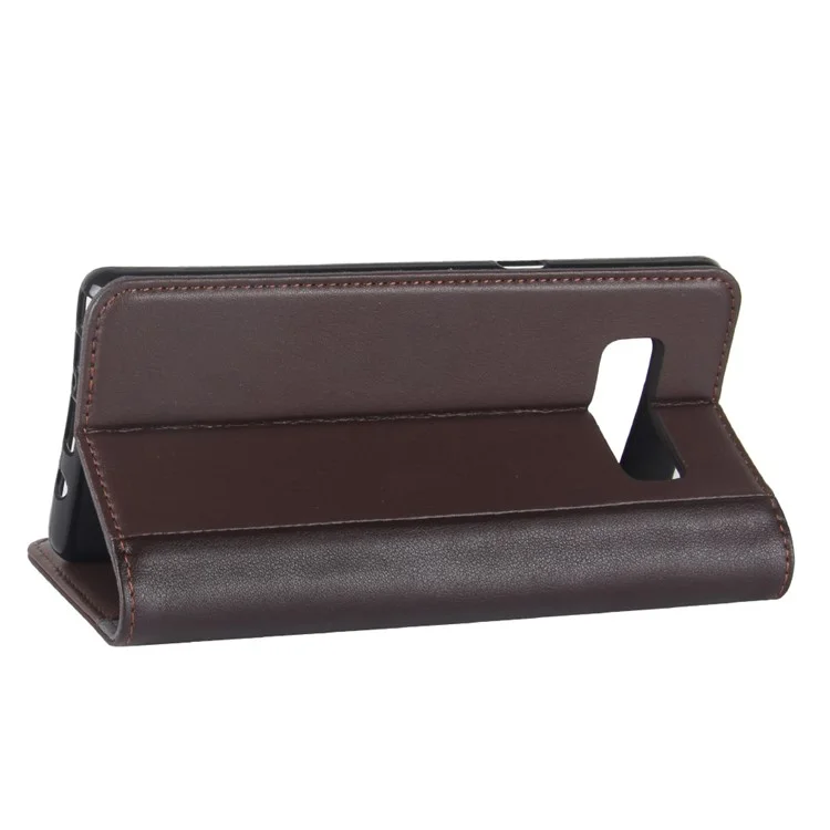 For Samsung Galaxy Note 8 Phone Cases Genuine Split Leather Wallet Mobile Cover Stand - Coffee-Cellmalls