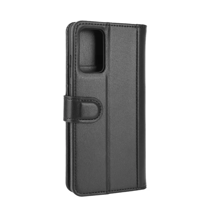 For Samsung Galaxy Note20 / Note20 5G Phone Cases Genuine Split Leather Wallet Mobile Cover Stand - Black-Cellmalls