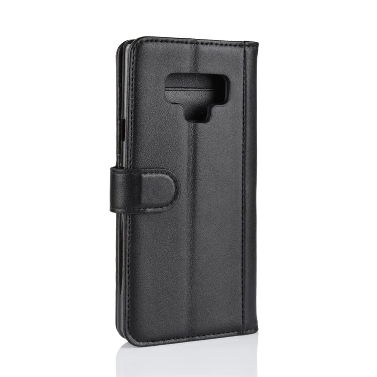 For Samsung Galaxy Note 9 Phone Cases Genuine Split Leather Wallet Mobile Cover Stand - Black-Cellmalls