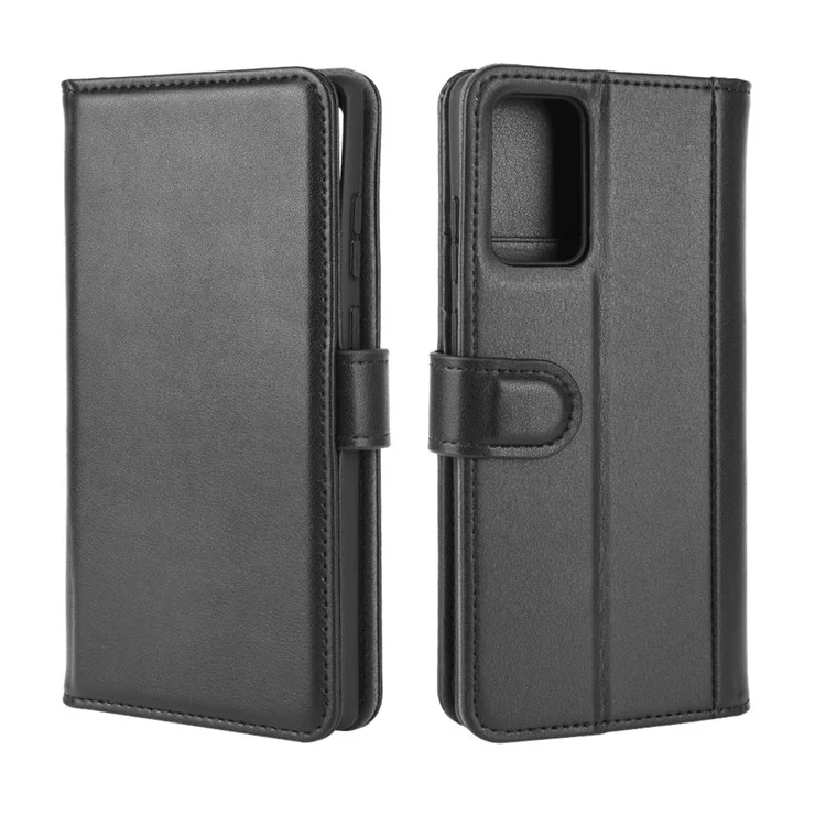 For Samsung Galaxy Note20 / Note20 5G Phone Cases Genuine Split Leather Wallet Mobile Cover Stand - Black-Cellmalls