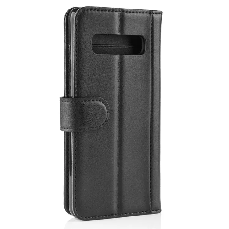 For Samsung Galaxy S10 Phone Cases Genuine Split Leather Wallet Mobile Cover Stand - Black-Cellmalls