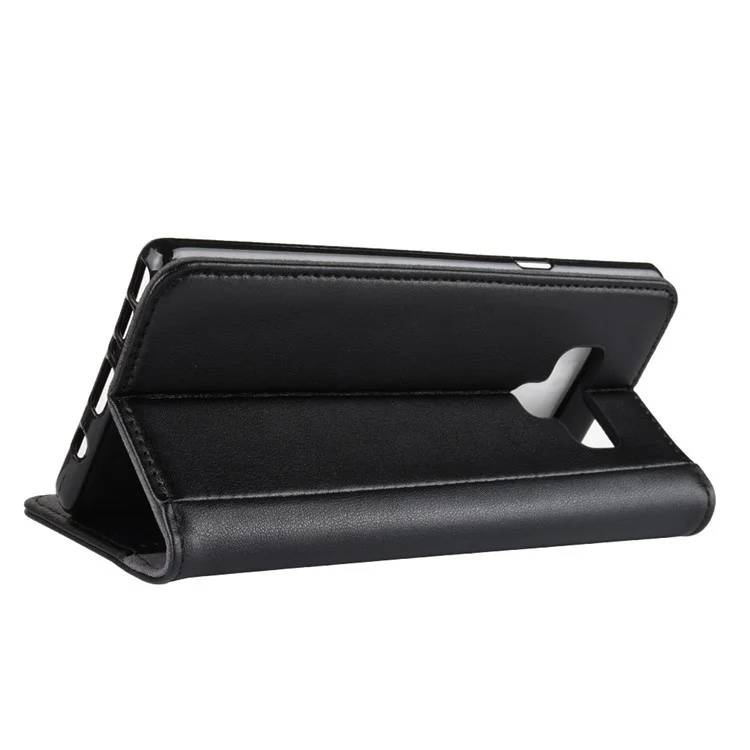 For Samsung Galaxy Note 9 Phone Cases Genuine Split Leather Wallet Mobile Cover Stand - Black-Cellmalls
