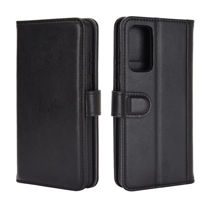 For Samsung Galaxy S20 FE 4G / 5G / 2022 / S20 Lite Phone Cases Genuine Split Leather Wallet Mobile Cover Stand - Black-Cellmalls