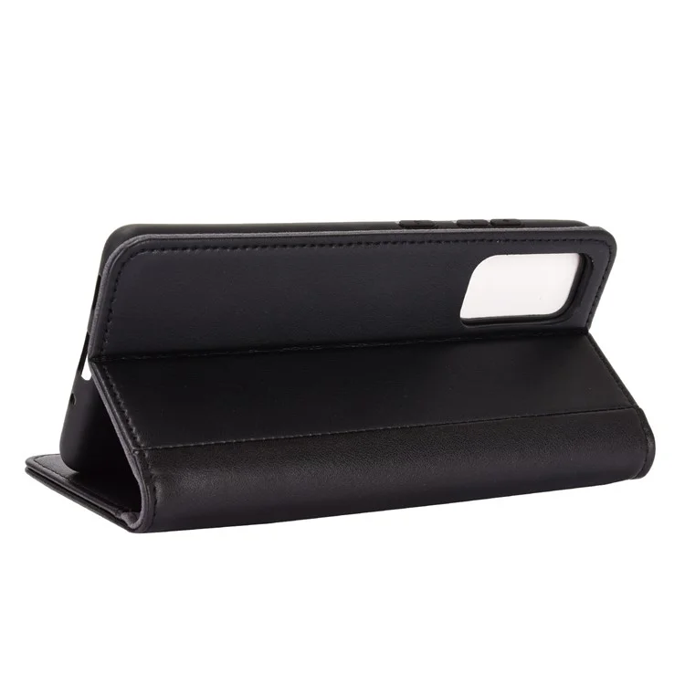 For Samsung Galaxy S20 FE 4G / 5G / 2022 / S20 Lite Phone Cases Genuine Split Leather Wallet Mobile Cover Stand - Black-Cellmalls
