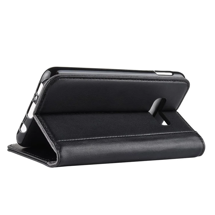 For Samsung Galaxy S10e Phone Cases Genuine Split Leather Wallet Mobile Cover Stand - Black-Cellmalls