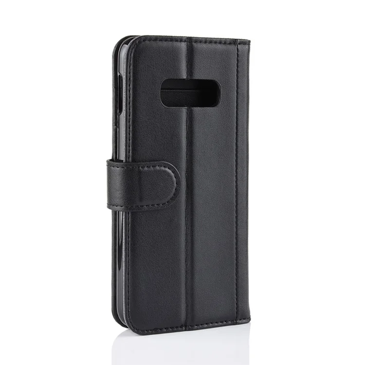 For Samsung Galaxy S10e Phone Cases Genuine Split Leather Wallet Mobile Cover Stand - Black-Cellmalls