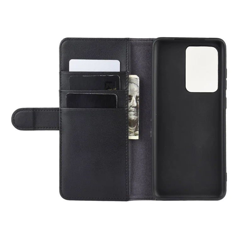 For Samsung Galaxy S20 Ultra Phone Cases Genuine Split Leather Wallet Mobile Cover Stand - Black-Cellmalls