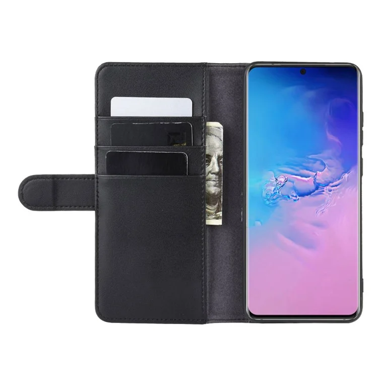 For Samsung Galaxy S20 Ultra Phone Cases Genuine Split Leather Wallet Mobile Cover Stand - Black-Cellmalls