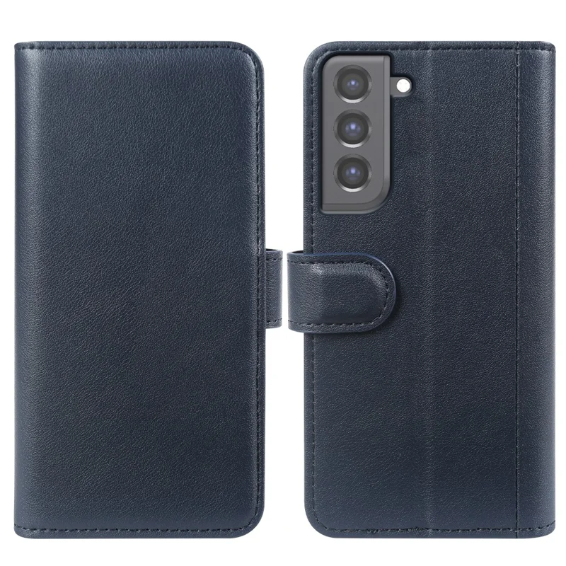 For Samsung Galaxy S21 4G / 5G Split Leather Cover Wallet Stand Phone Case - Black-Cellmalls