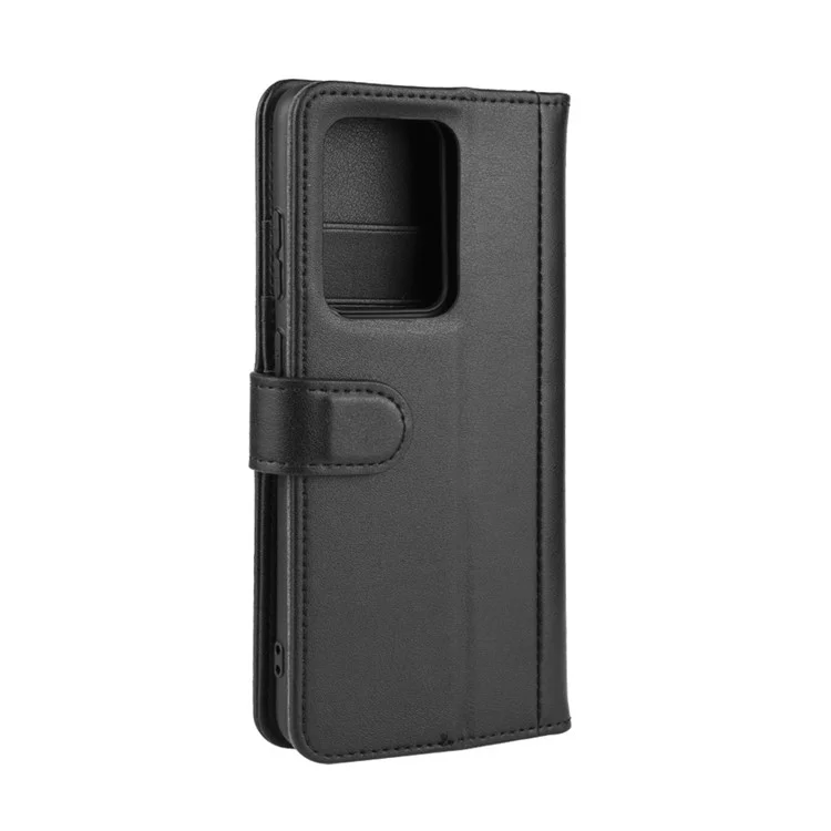 For Samsung Galaxy S20 Ultra Phone Cases Genuine Split Leather Wallet Mobile Cover Stand - Black-Cellmalls