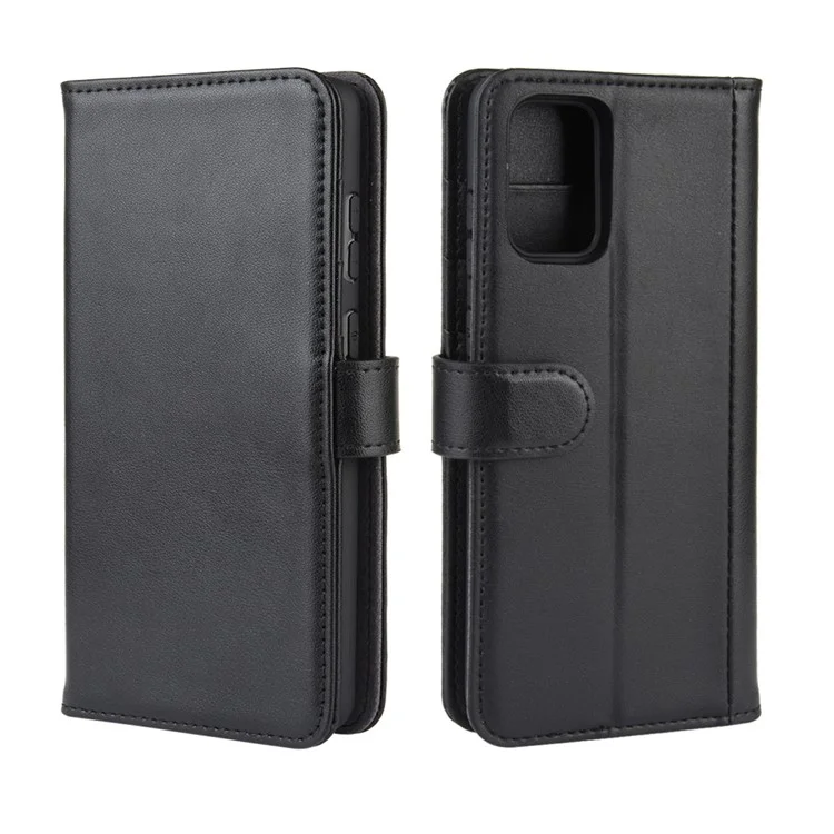 For Samsung Galaxy S20 Plus Phone Cases Genuine Split Leather Wallet Mobile Cover Stand - Black-Cellmalls