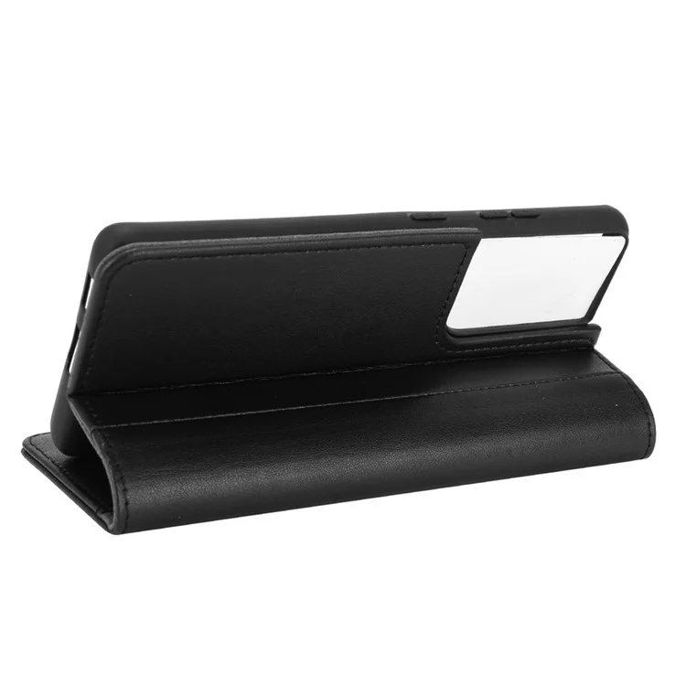 For Samsung Galaxy S21 Ultra 5G Poco X2 Phone Cases Genuine Split Leather Wallet Mobile Cover Stand - Black-Cellmalls
