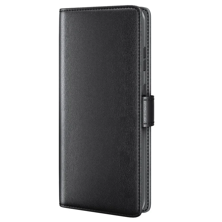 For Samsung Galaxy S23 Case Genuine Split Leather Phone Cover with Wallet Stand - Black-Cellmalls