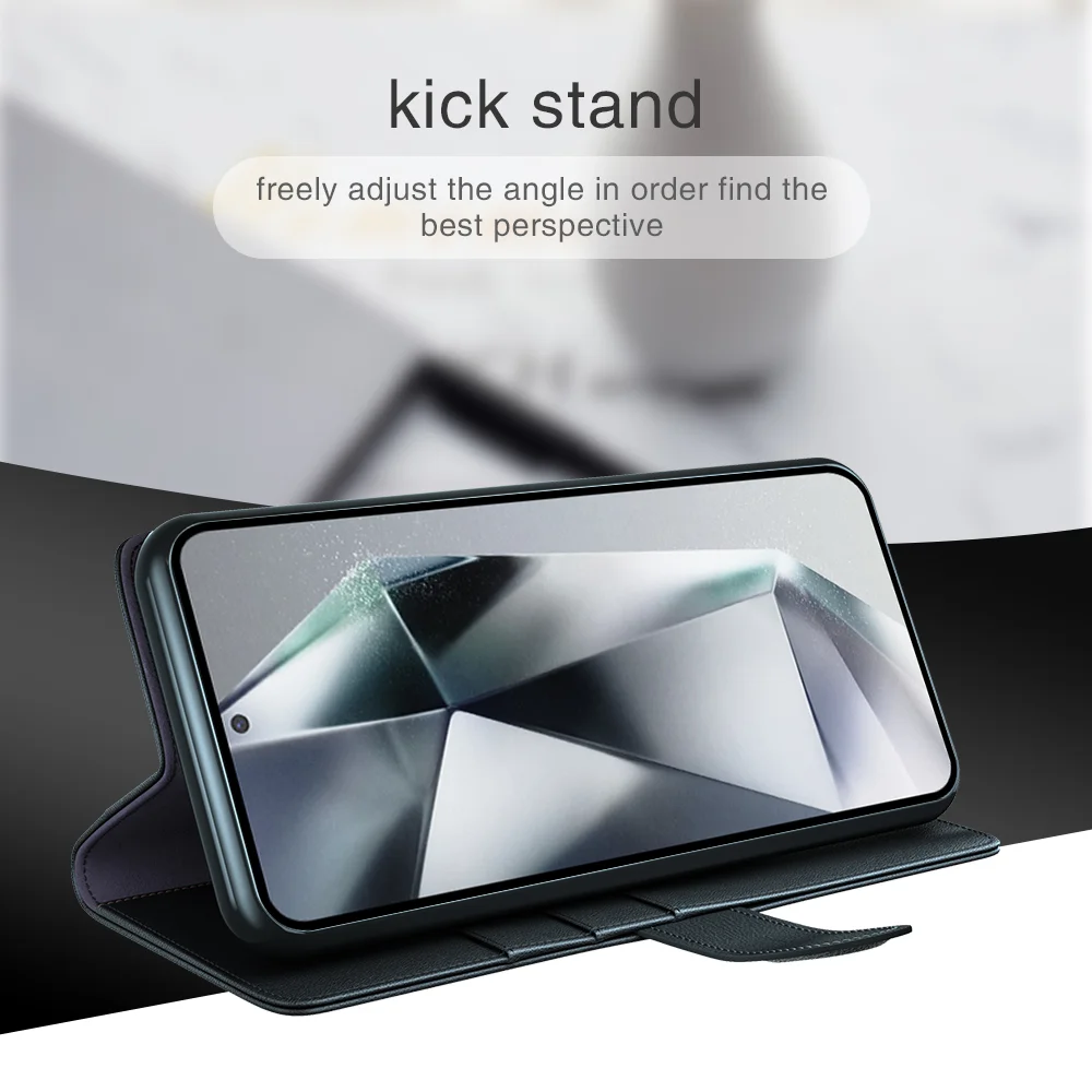 For Samsung Galaxy S25 Ultra Case Genuine Split Leather Phone Cover with Wallet Stand - Brown-Cellmalls