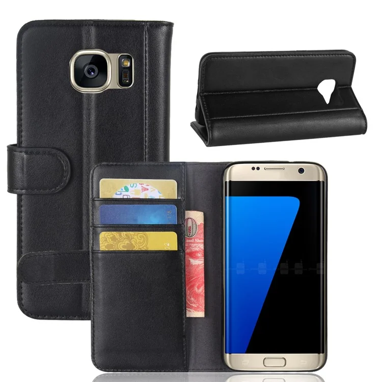 For Samsung Galaxy S7 Edge SM-G935 Soft Smooth Split Leather Wallet Stand Case Shell - Brown-Cellmalls