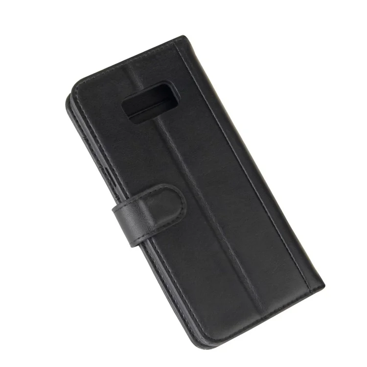 Genuine Split Leather Wallet  Stand Phone Case for Samsung Galaxy S8 G950 - Black-Cellmalls