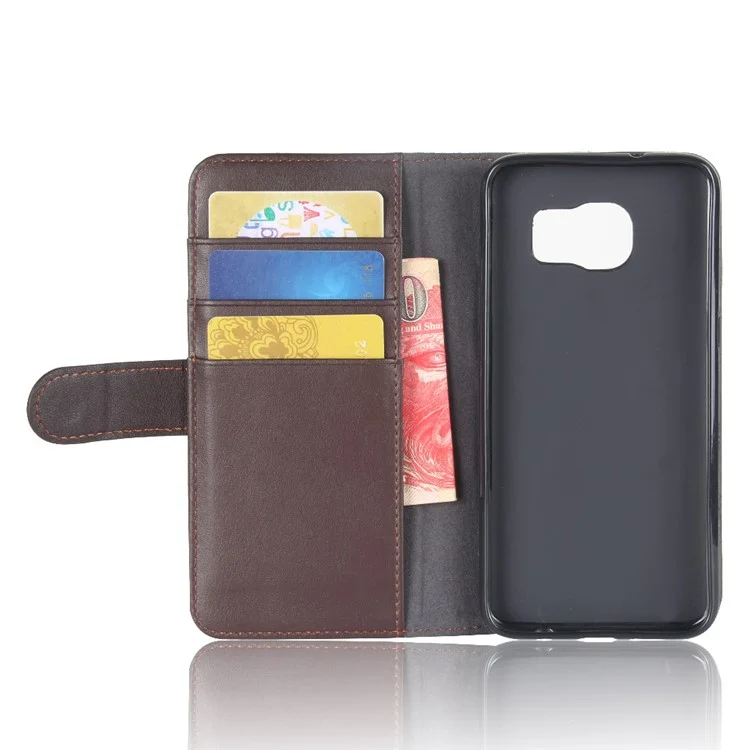 For Samsung Galaxy S7 Edge SM-G935 Soft Smooth Split Leather Wallet Stand Case Shell - Brown-Cellmalls