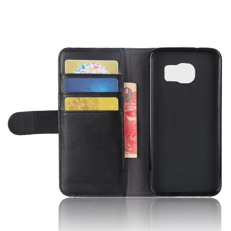 For Samsung Galaxy S7 SM-G930 Genuine Leather Wallet Stand  Protective Case Accessory - Black-Cellmalls