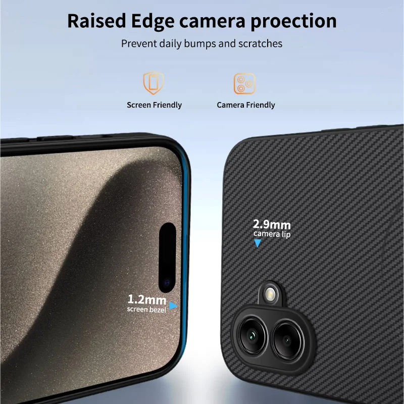 For Samsung Galaxy A06 4G Magnetic Case WANLONFENG TQ1 Series Carbon Fiber Texture PC TPU Phone Cover with 2Pcs Screen Films - Black-Cellmalls