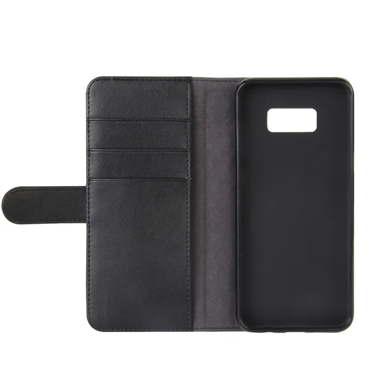 Genuine Split Leather Card Holder Stand Flip Case for Samsung Galaxy S8 Plus G955 - Black-Cellmalls