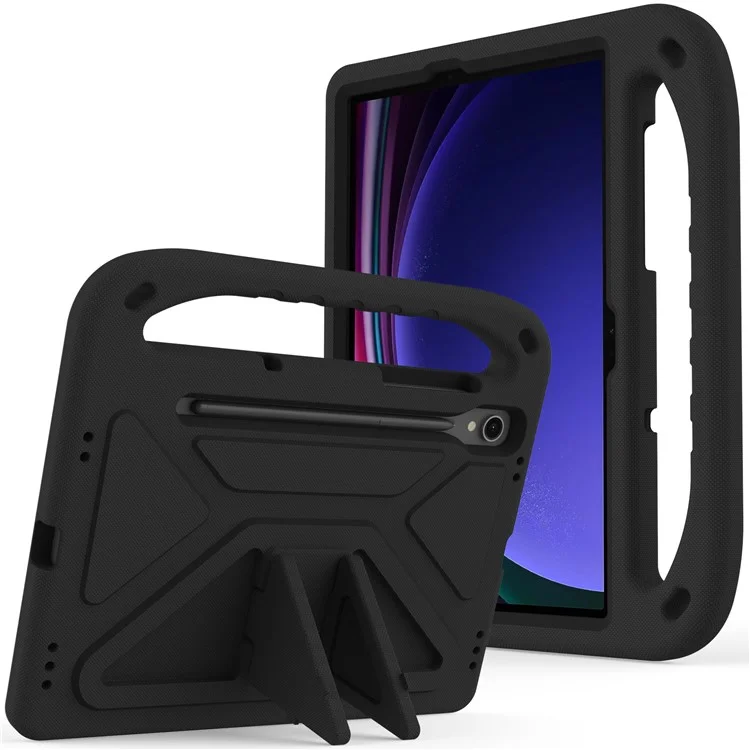 For Samsung Galaxy Tab S10 FE / S9 FE Case Kickstand EVA Tablet Cover with Hand Grip - Black-Cellmalls
