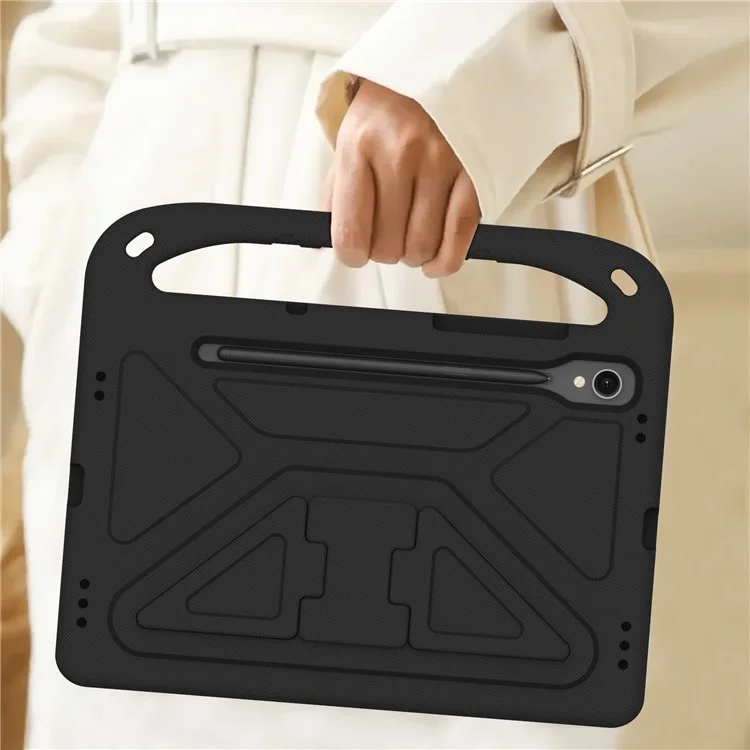 For Samsung Galaxy Tab S10 FE / S9 FE Case Kickstand EVA Tablet Cover with Hand Grip - Black-Cellmalls