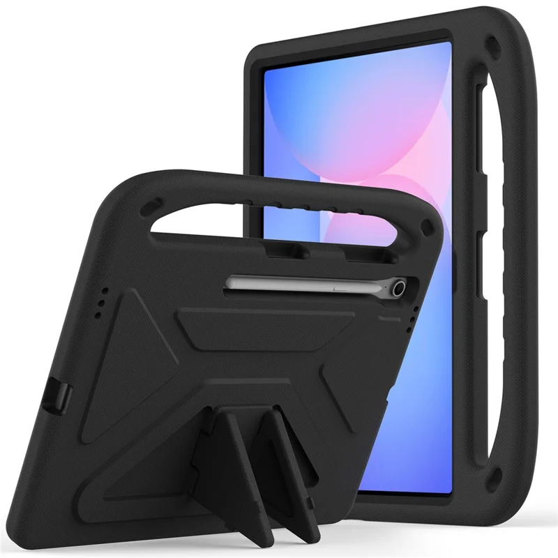 For Samsung Galaxy Tab S10 FE+ Case Hand Grip Kickstand Tablet EVA Cover - Black-Cellmalls
