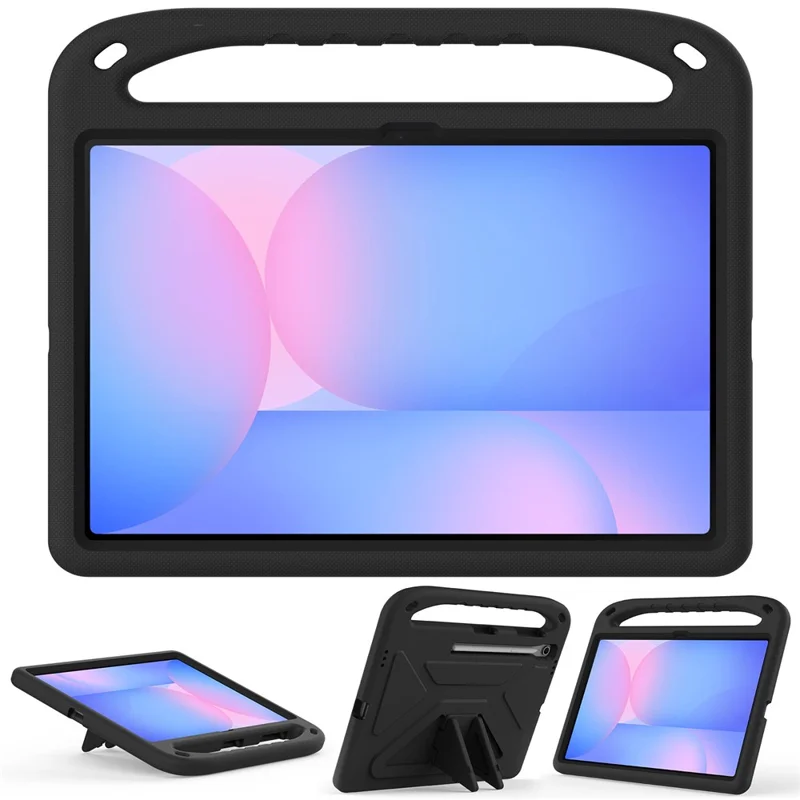 For Samsung Galaxy Tab S10 FE+ Case Hand Grip Kickstand Tablet EVA Cover - Black-Cellmalls