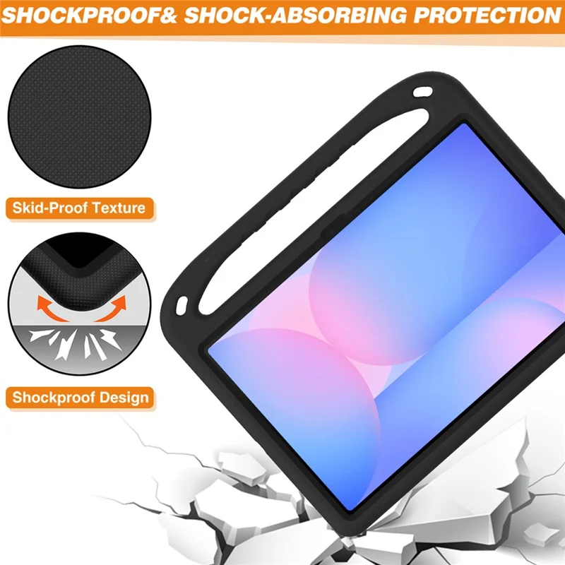 For Samsung Galaxy Tab S10 FE+ Case Hand Grip Kickstand Tablet EVA Cover - Black-Cellmalls
