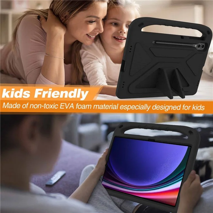 EVA Tablet Case for Samsung Galaxy Tab S7+ / S8+ / S9+ , Kids Friendly Hand Grip Kickstand Cover - Black-Cellmalls