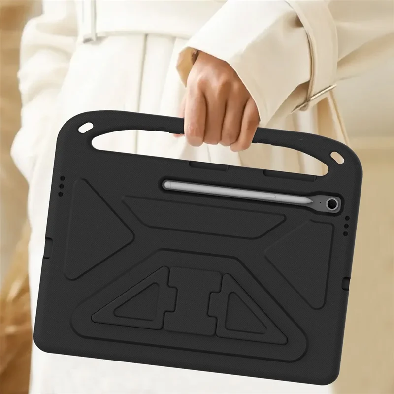 For Samsung Galaxy Tab S10 FE+ Case Hand Grip Kickstand Tablet EVA Cover - Black-Cellmalls
