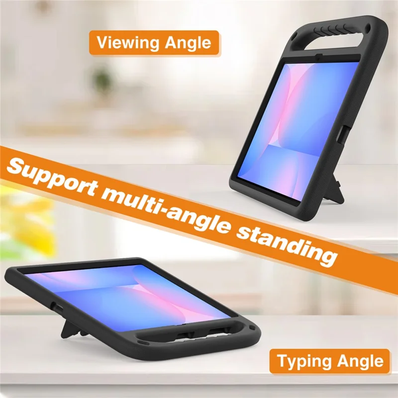 For Samsung Galaxy Tab S10 FE+ Case Hand Grip Kickstand Tablet EVA Cover - Black-Cellmalls