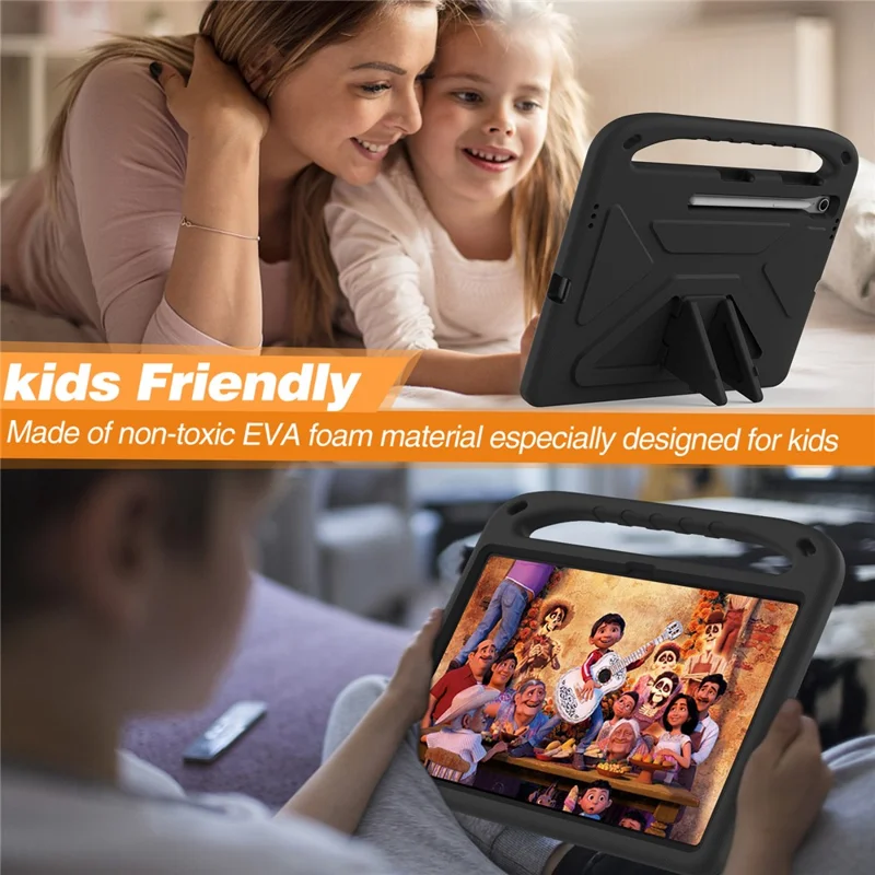 For Samsung Galaxy Tab S10 FE+ Case Hand Grip Kickstand Tablet EVA Cover - Black-Cellmalls