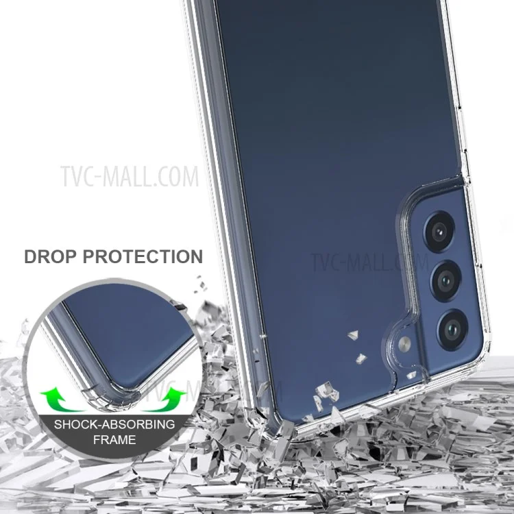 Four-Corner Cushioned Anti-Scratch Clear Acrylic + TPU Anti-Drop Hybrid Cover for Samsung Galaxy S21 FE-Cellmalls
