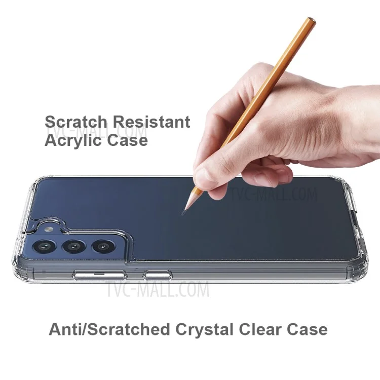 Four-Corner Cushioned Anti-Scratch Clear Acrylic + TPU Anti-Drop Hybrid Cover for Samsung Galaxy S21 FE-Cellmalls