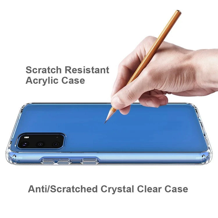Clear Anti-scratch Acrylic + TPU Hybrid Case for Samsung Galaxy S20 4G/S20 5G-Cellmalls