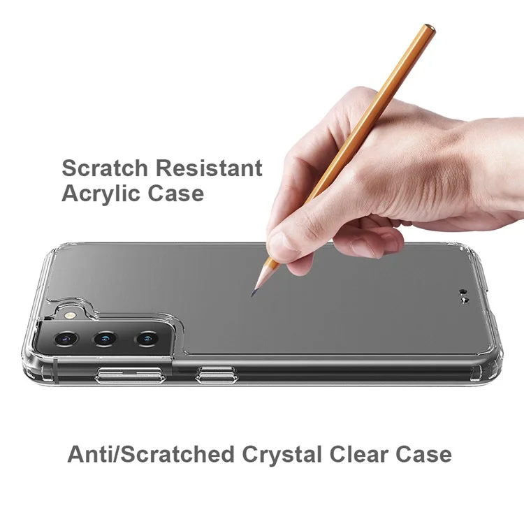 Crystal Clear Anti-scratch Transparent Acrylic + TPU Hybrid Case for Samsung Galaxy S21 4G/5G-Cellmalls